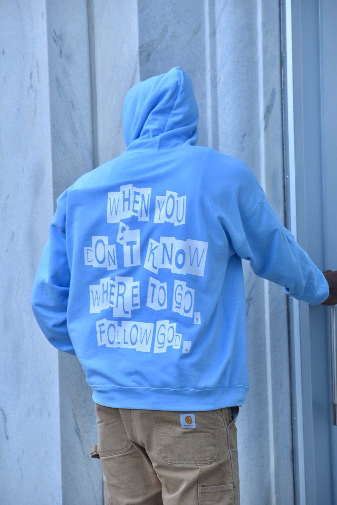 When You Don't Know Where To Go Follow God Light Blue Hoodie